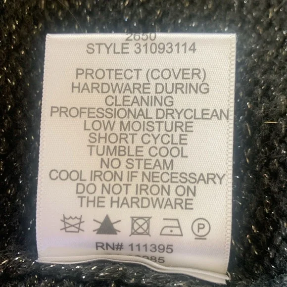 Tory Burch metallic cardigan with faux leather trim and toggle closures. - Picture 8 of 9